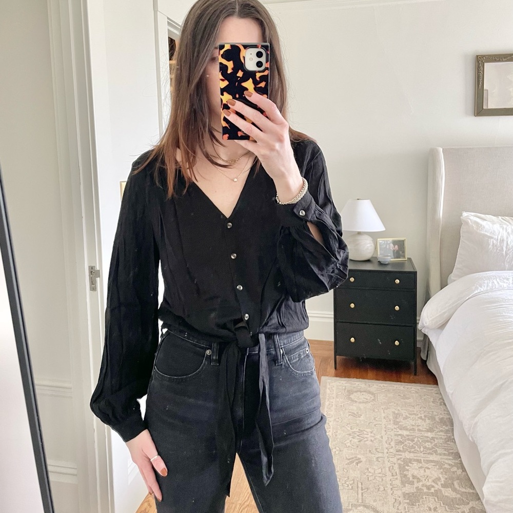 H&M Snakeskin Tie-front Top